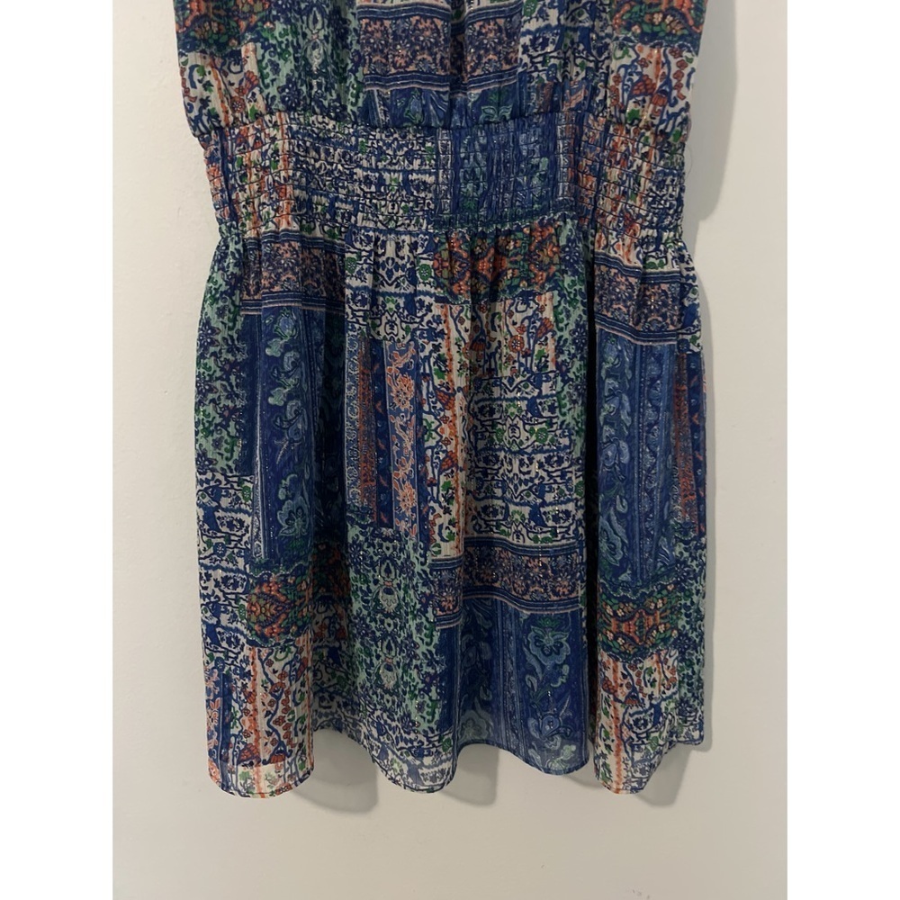 Ramy Brook Patchwork Printed Paris Dress Women’s Large Blue Sleeveless Mini - Picture 8 of 17